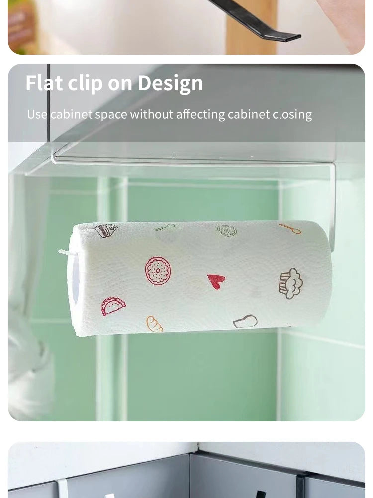 Paper Roll Holder Towel Rack Cling Film Storage Rack Bathroom