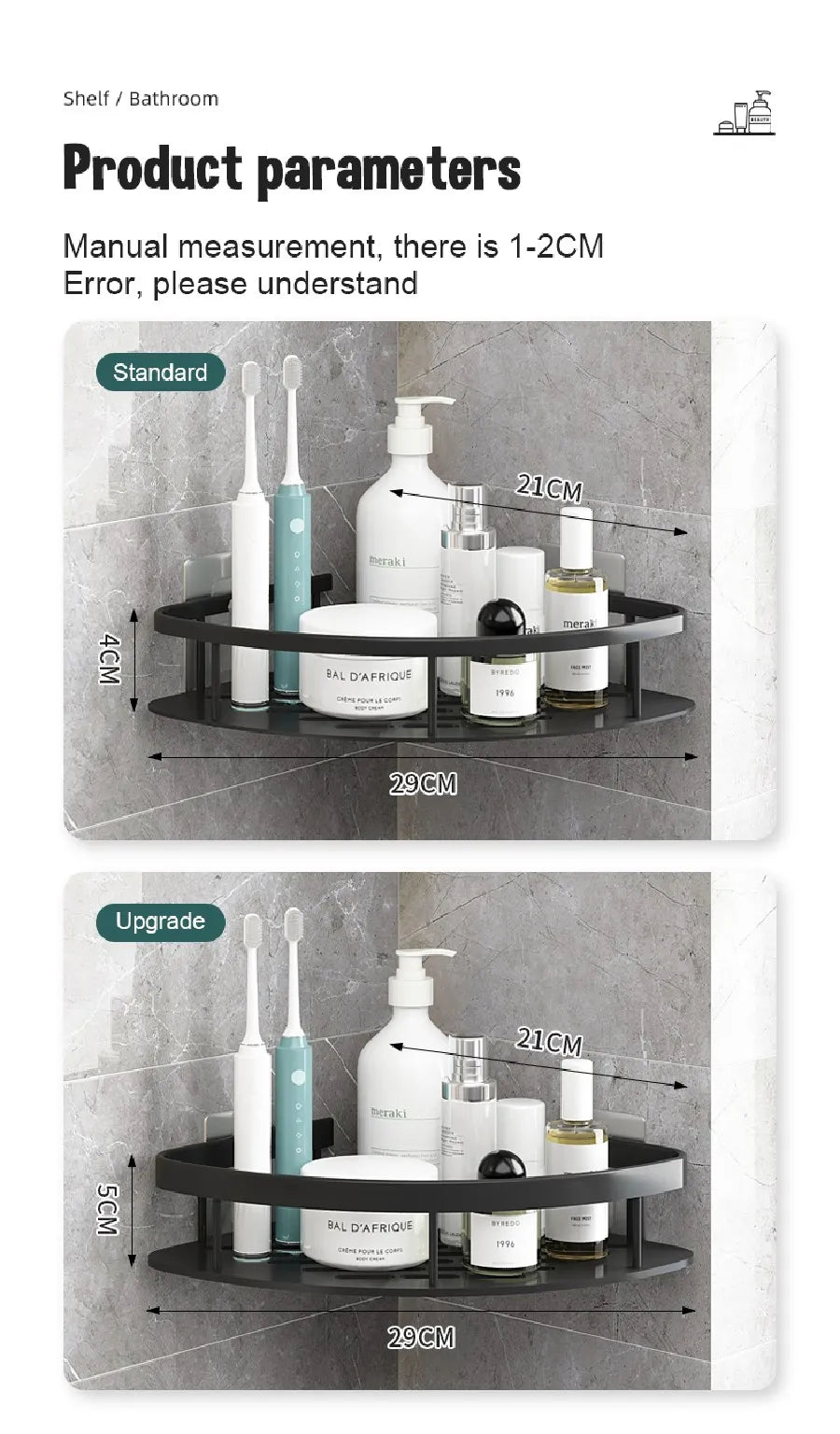 Non perforated Bathroom Shelf Floating Shelf for Wal Bathroom Corner Shelf wall