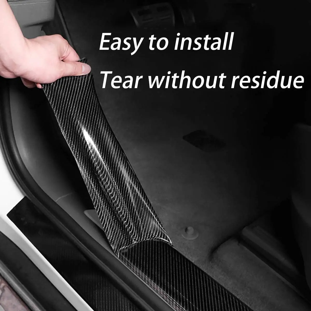 Nano Carbon Fiber Car Adhesive Tapes DIY Paste Strip Auto Door Sill Side Mirror Anti Scratch Stickers Waterproof Protection Film